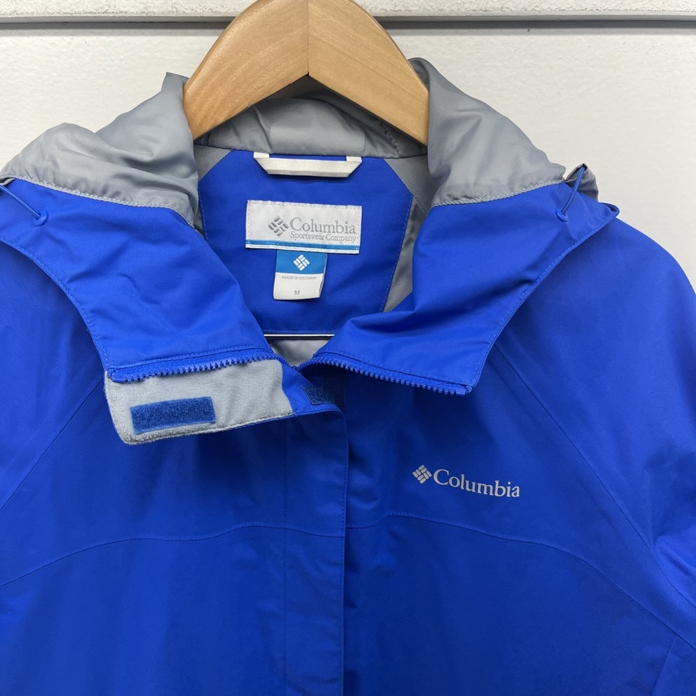 Colombia Rain Jacket Women's Medium Vivid Blue Hiking Omni-Tech